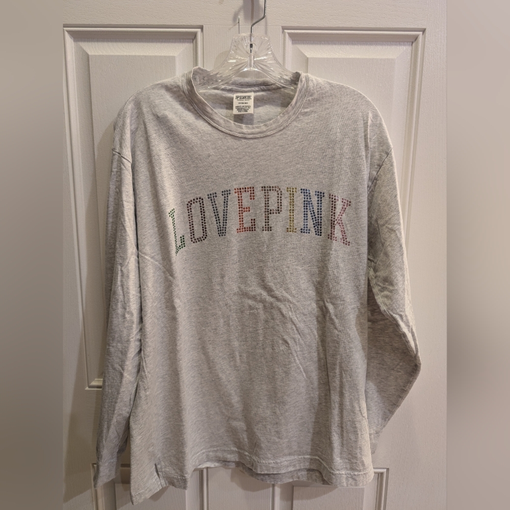 SOLD - Victoria's Secret PINK Bling Long Sleeve Shirt Size L